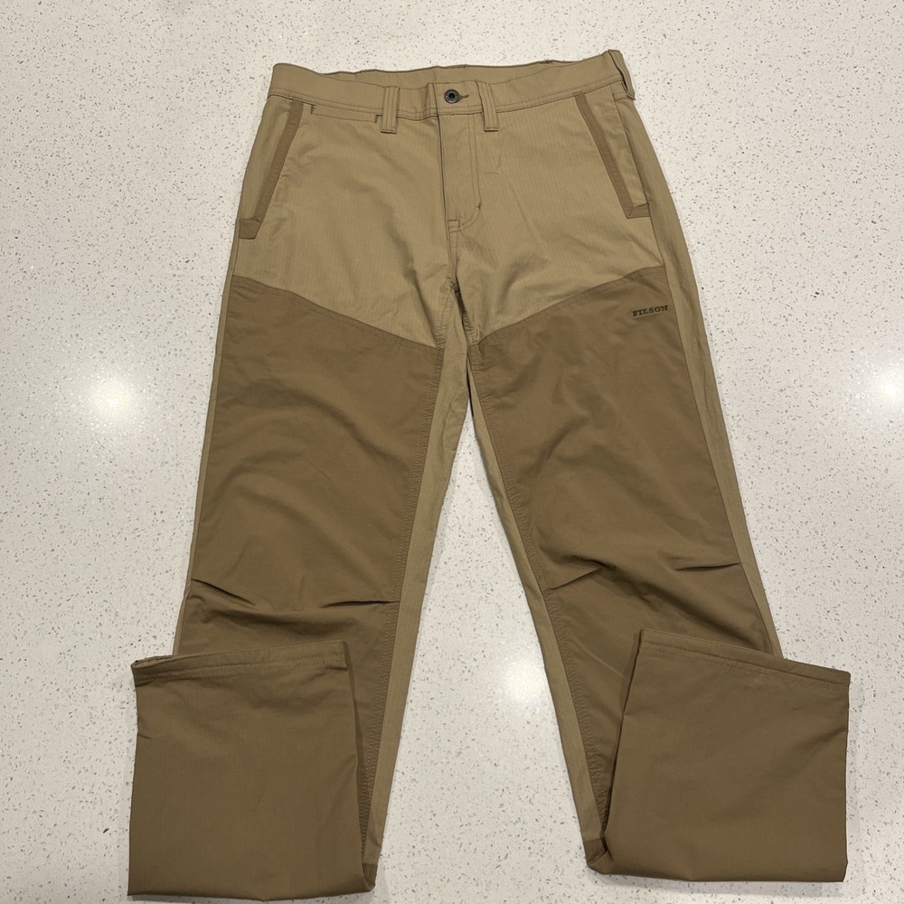 Filson Upland Brush Pants 30/34 Khaki Lightweight Ripstop Reinforced Field